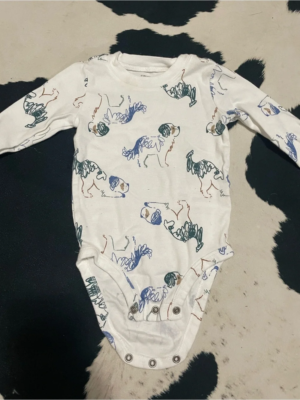 2/$12 Dog Print Short with Forest Green Pants Outfit